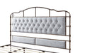 King Size High Boad Metal Bed With Soft Head And Tail, No Spring, Easy To Assemble, No Noise Box Spring Not Required King Grey Metal Bedroom Bed Frame Foam Velvet Metal