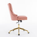 Office Chair,Velvet Upholstered Tufted Button Home Office Chair With Golden Metal Base,Adjustable Desk Chair Swivel Office Chair Pink Pink American Design Velvet