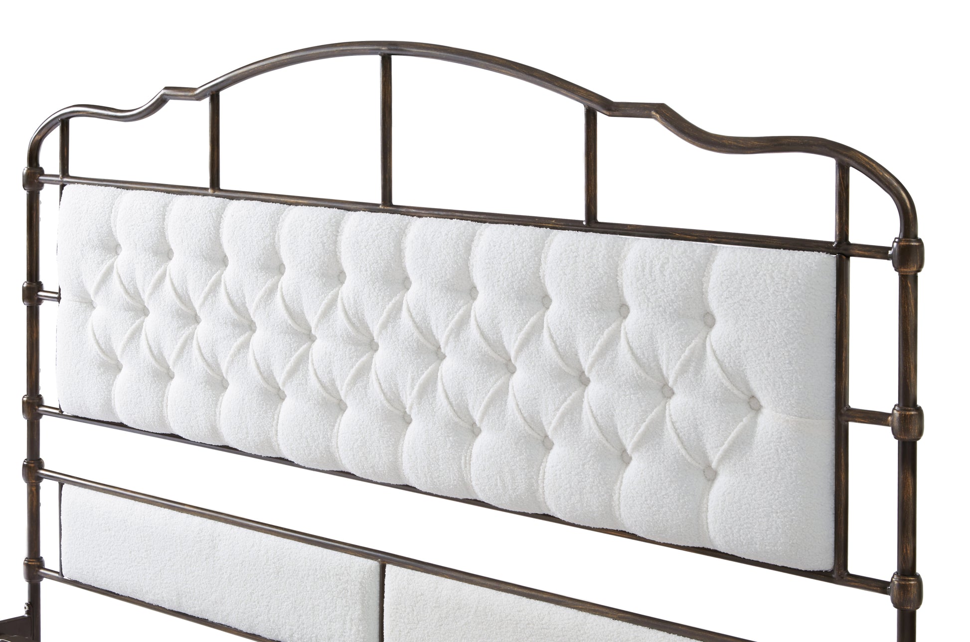 King Size High Boad Metal Bed With Soft Head And Tail, No Spring, Easy To Assemble, No Noise Box Spring Not Required King White Metal Bedroom Bed Frame Foam Velvet Metal