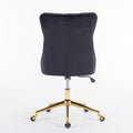 Office Chair,Velvet Upholstered Tufted Button Home Office Chair With Golden Metal Base,Adjustable Desk Chair Swivel Office Chair Black Black Velvet