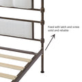 Queen Size High Boad Metal Bed With Soft Head And Tail, No Spring, Easy To Assemble, No Noise Box Spring Not Required Queen White Metal White Bedroom Bed Frame Foam Velvet Metal
