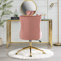 Office Chair,Velvet Upholstered Tufted Button Home Office Chair With Golden Metal Base,Adjustable Desk Chair Swivel Office Chair Pink Pink American Design Velvet