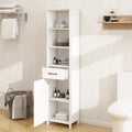 Floor Standing Cabinet With 1 Door And 1 Drawer White White Mdf