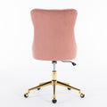 Office Chair,Velvet Upholstered Tufted Button Home Office Chair With Golden Metal Base,Adjustable Desk Chair Swivel Office Chair Pink Pink American Design Velvet