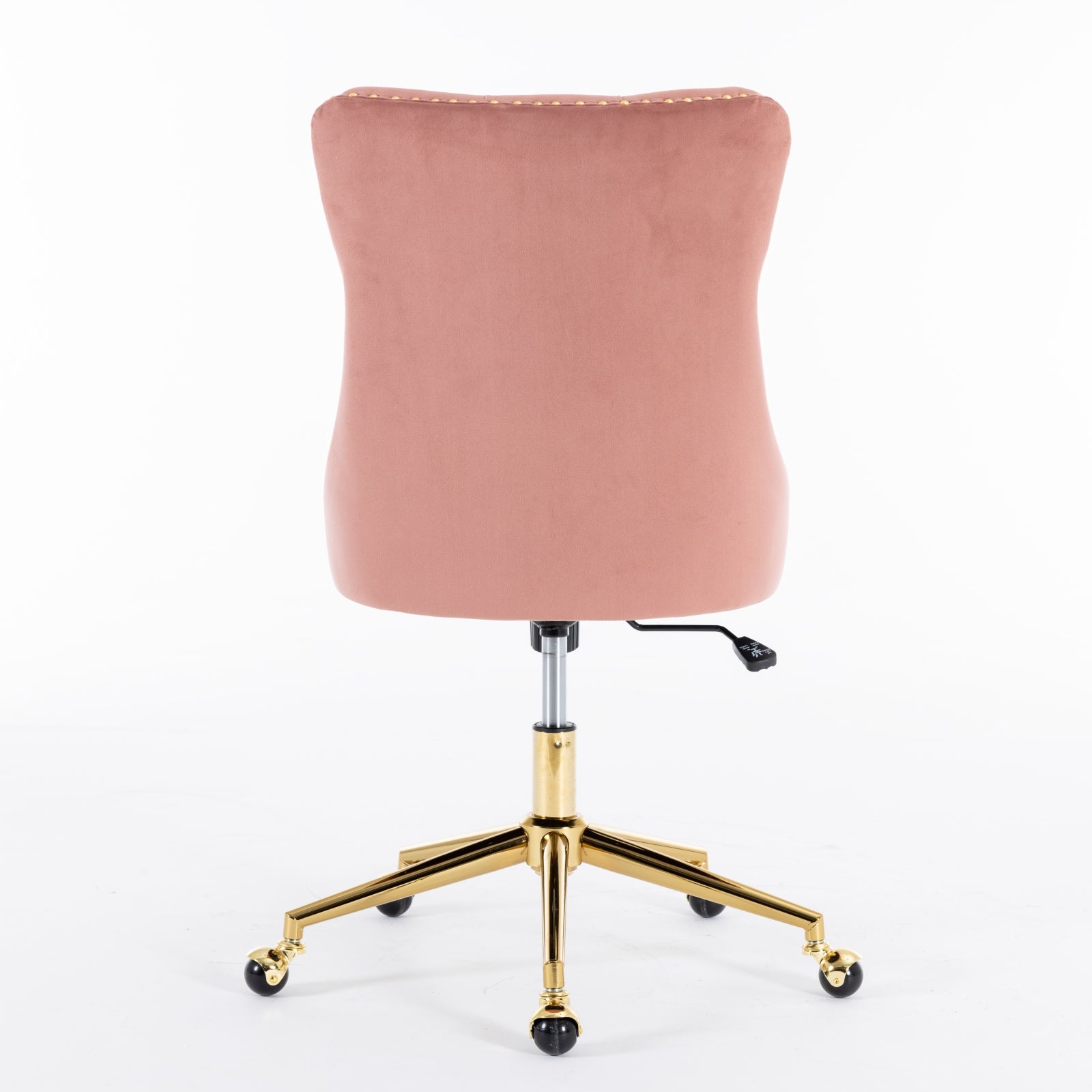 Office Chair,Velvet Upholstered Tufted Button Home Office Chair With Golden Metal Base,Adjustable Desk Chair Swivel Office Chair Pink Pink American Design Velvet