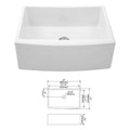 White Farmhouse Sink 24 Inch White Kitchen Sink Ceramic Arch Edge Apron Front Single Bowl Farm Kitchen Sinks White Ceramic