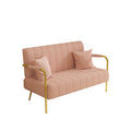 59Inch Pink Teddy Fleecesof, Two Throw Pillows, Suitable For Living Room, Apartment, Home Office Pink Fabric 2 Seat