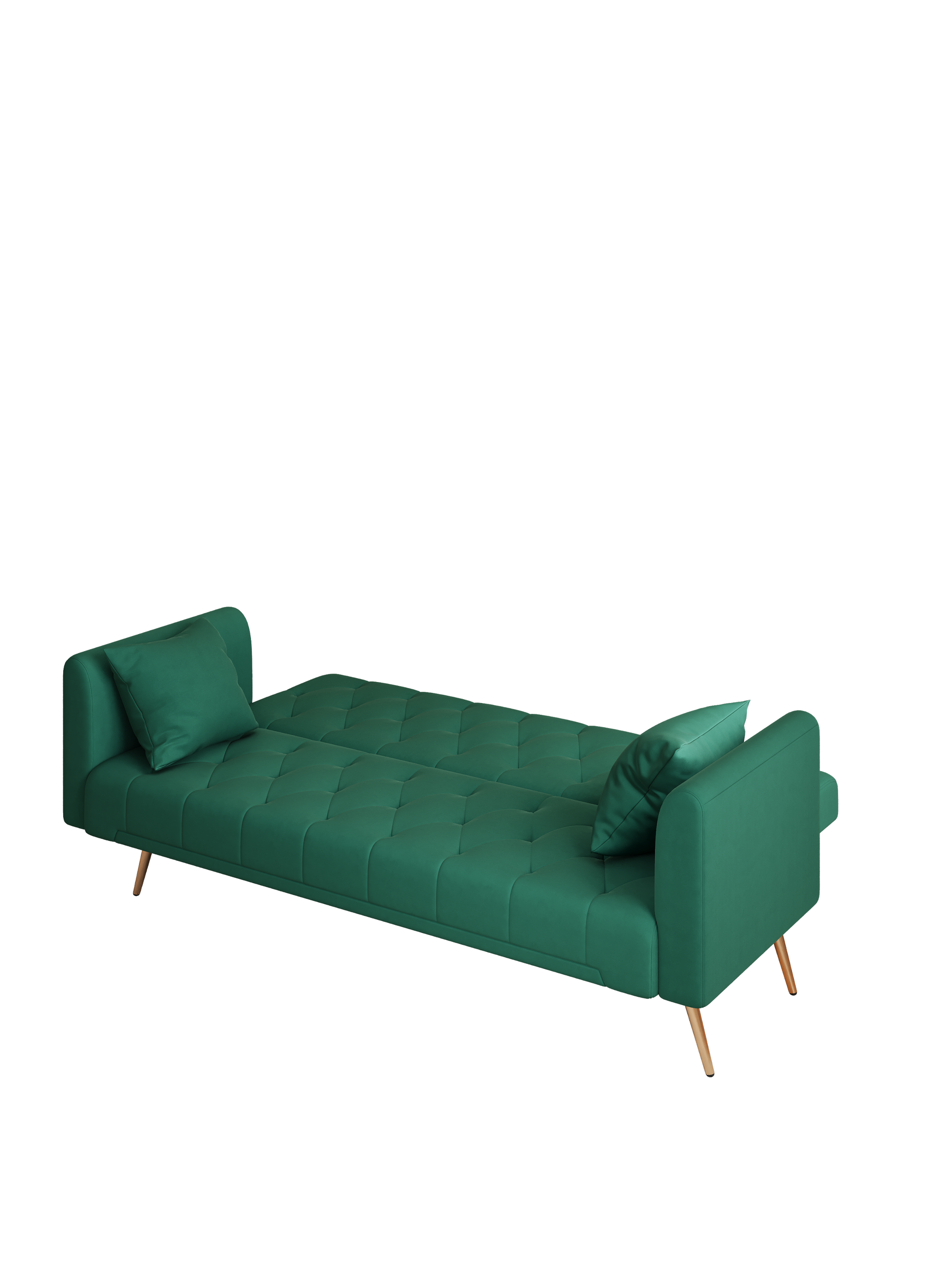 71" Convertible Double Folding Living Room Sofa Bed Green Velvet 2 Seat