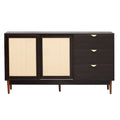 Featured Two Door Storage Cabinet With Three Drawers And Metal Handlessuitable For Corridors, Entrances, Living Rooms, And Study 3 4 Drawers Brown Primary Living Space Drawers Included Mdf