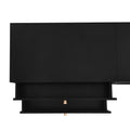 Luxurious Tv Stand With Fluted Glass Doors, Elegant And Functional Media Console For Tvs Up To 95'', Tempered Glass Shelf Tv Cabinet With Multiple Storage Options, Black Black Primary Living Space 90 Inches Or Larger Particle Board