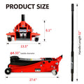 3T Low Profile Jack, Red And Black, Ultra Low Floor Jack With Dual Pistons Quick Lift Pump, Car Jack Hydraulic Autolifts For Home Garage, Truck Jack Hydraulic Lifting Range 3.3