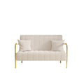 59 Inch Beige Sofa Teddy Fleece, Two Throw Pillows, Suitable For Living Room, Apartment, Home Office Beige Fabric 2 Seat