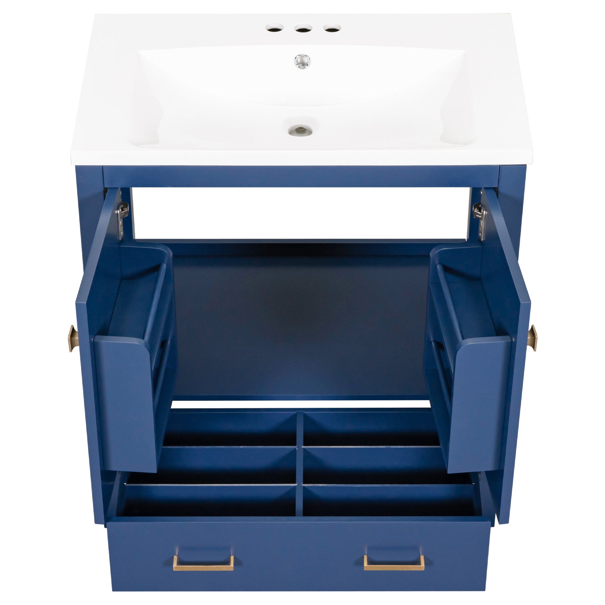 30" Blue Bathroom Vanity With Single Sink, Combo Cabinet Undermount Sink, Bathroom Storage Cabinet With 2 Doors And A Drawer, Soft Closing, Multifunctional Storage, Solid Wood Frame Blue Solid Wood Mdf Resin