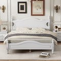 Queen Size Wood Platform Bed Frame,Retro Style Platform Bed With Wooden Slat Support,White White Wood
