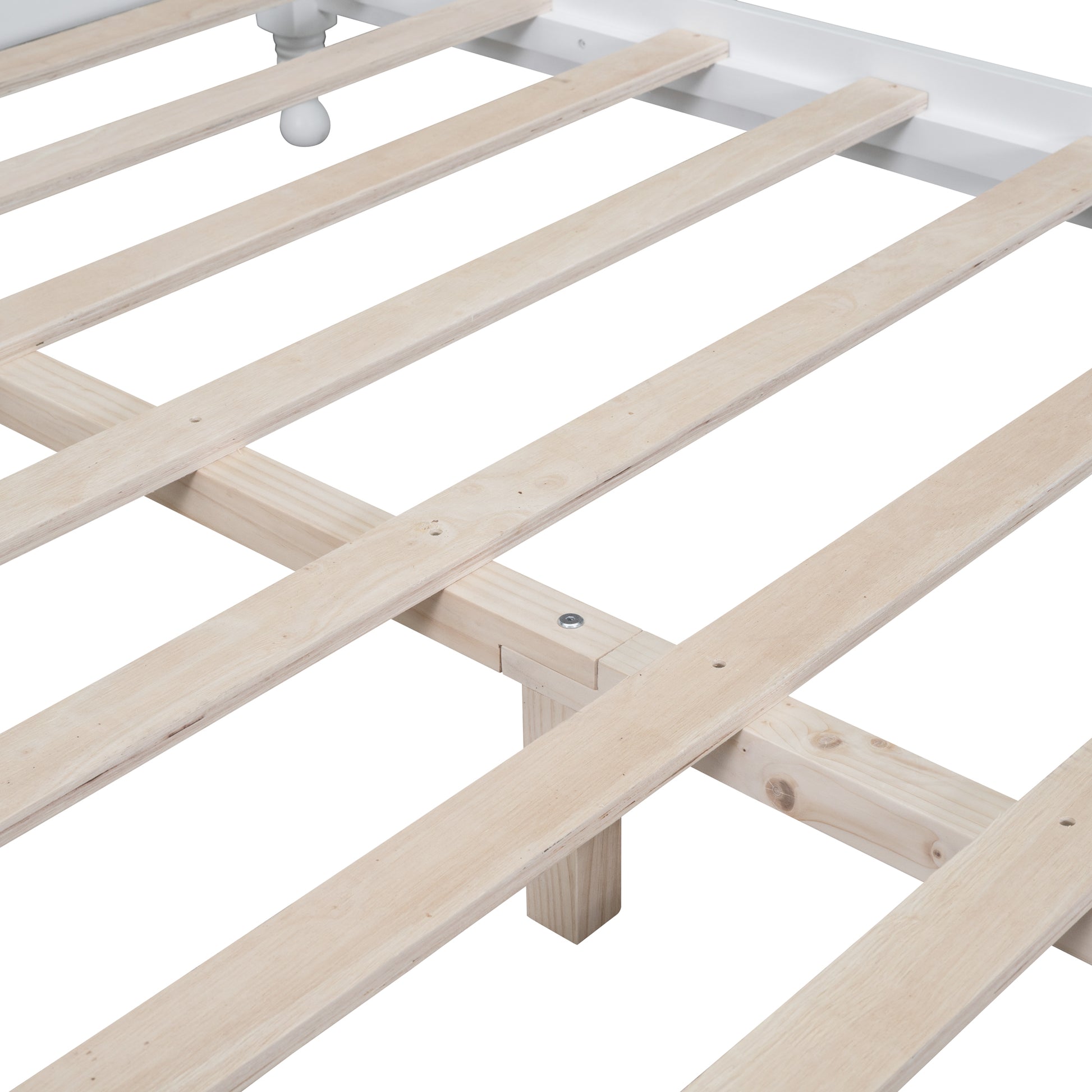 Queen Size Wood Platform Bed Frame,Retro Style Platform Bed With Wooden Slat Support,White White Wood