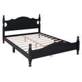 Full Size Wood Platform Bed Frame,Retro Style Platform Bed With Wooden Slat Support,Black Black Wood