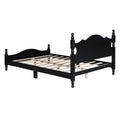 Full Size Wood Platform Bed Frame,Retro Style Platform Bed With Wooden Slat Support,Black Black Wood