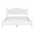 Queen Size Wood Platform Bed Frame,Retro Style Platform Bed With Wooden Slat Support,White White Wood