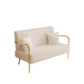 59 Inch Beige Sofa Teddy Fleece, Two Throw Pillows, Suitable For Living Room, Apartment, Home Office Beige Fabric 2 Seat
