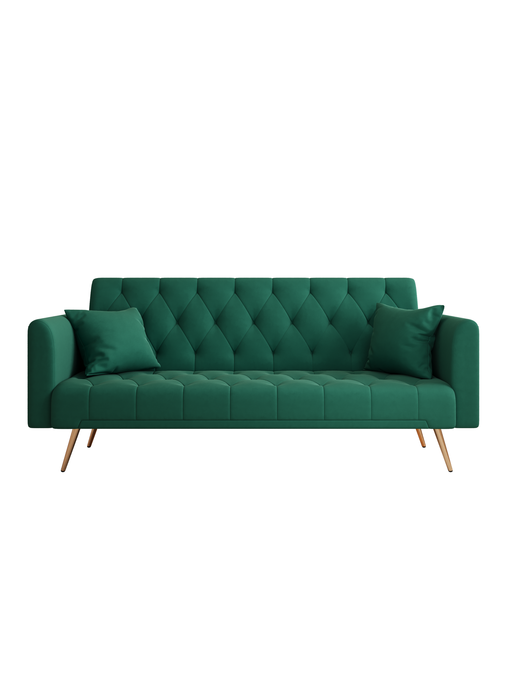 71" Convertible Double Folding Living Room Sofa Bed Green Velvet 2 Seat