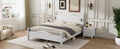Queen Size Wood Platform Bed Frame,Retro Style Platform Bed With Wooden Slat Support,White White Wood