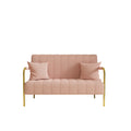 59Inch Pink Teddy Fleecesof, Two Throw Pillows, Suitable For Living Room, Apartment, Home Office Pink Fabric 2 Seat