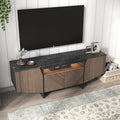 63 Inch Tv Stand With Led Lights, With Storage Cabinet And Shelves, Tv Console Table Entertainment Center For Living Room,Bedroom Antique Dark Grey Particle Board