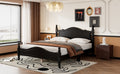 Queen Size Wood Platform Bed Frame,Retro Style Platform Bed With Wooden Slat Support,Black Black Wood