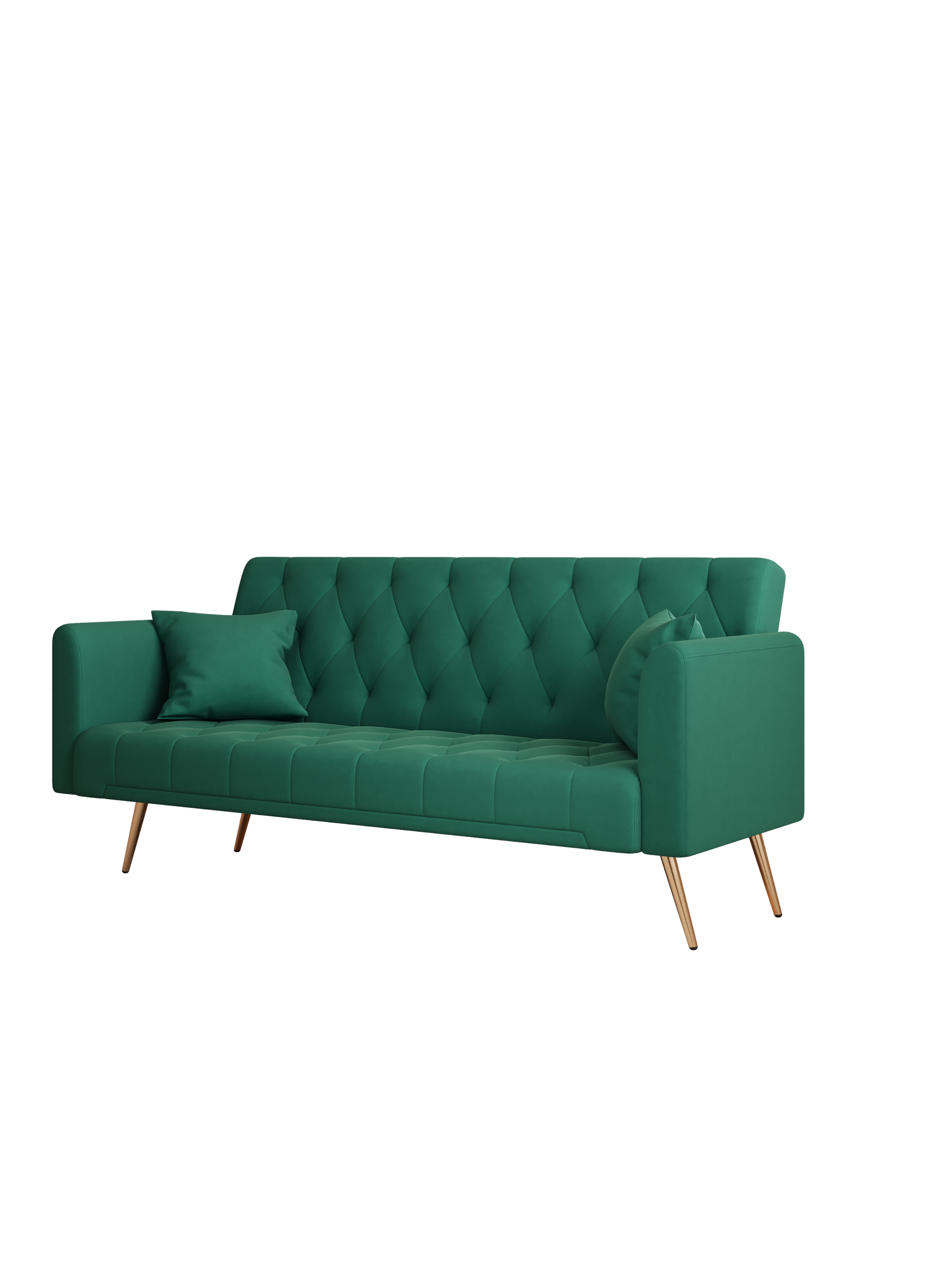 71" Convertible Double Folding Living Room Sofa Bed Green Velvet 2 Seat