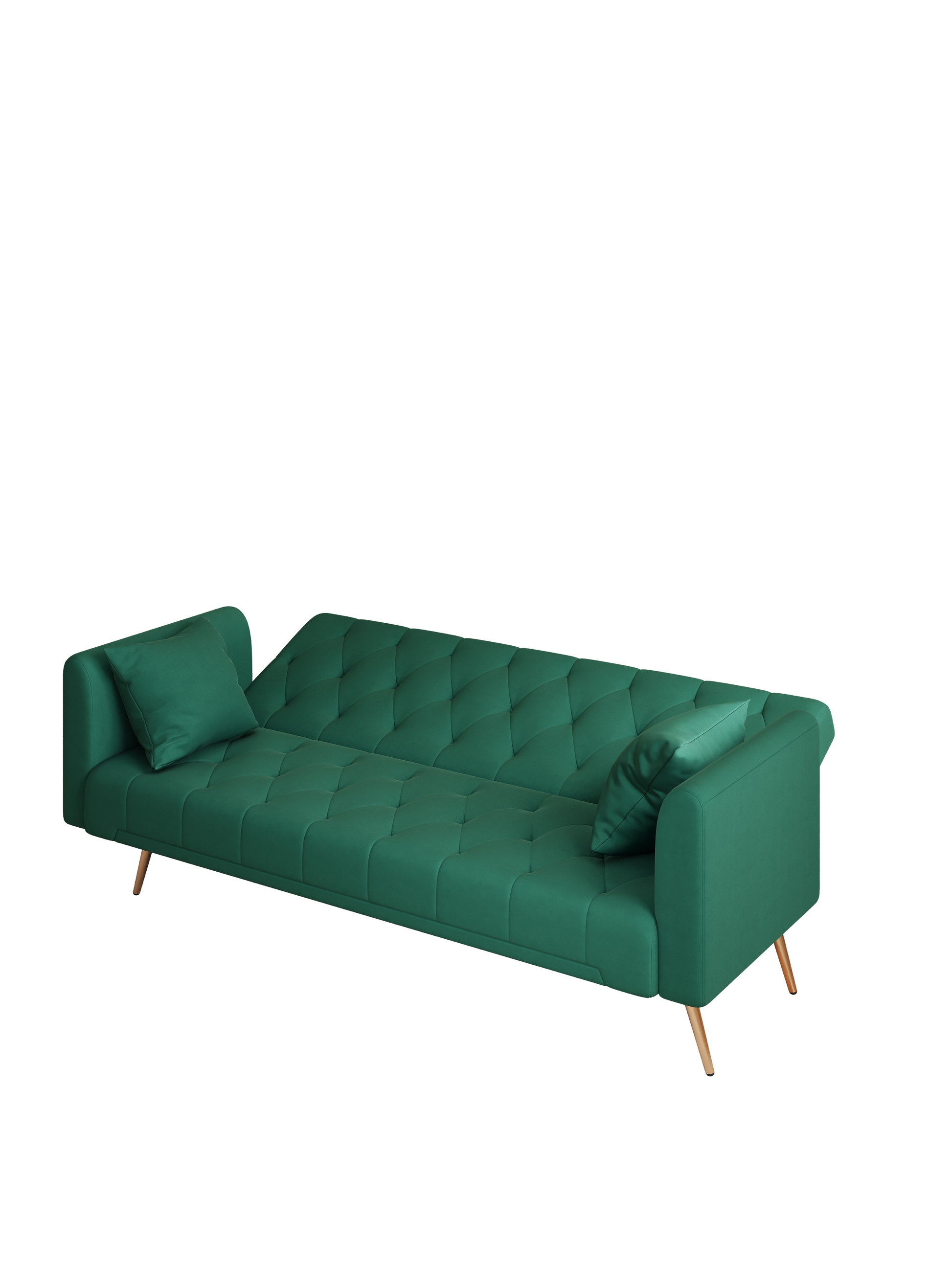 71" Convertible Double Folding Living Room Sofa Bed Green Velvet 2 Seat