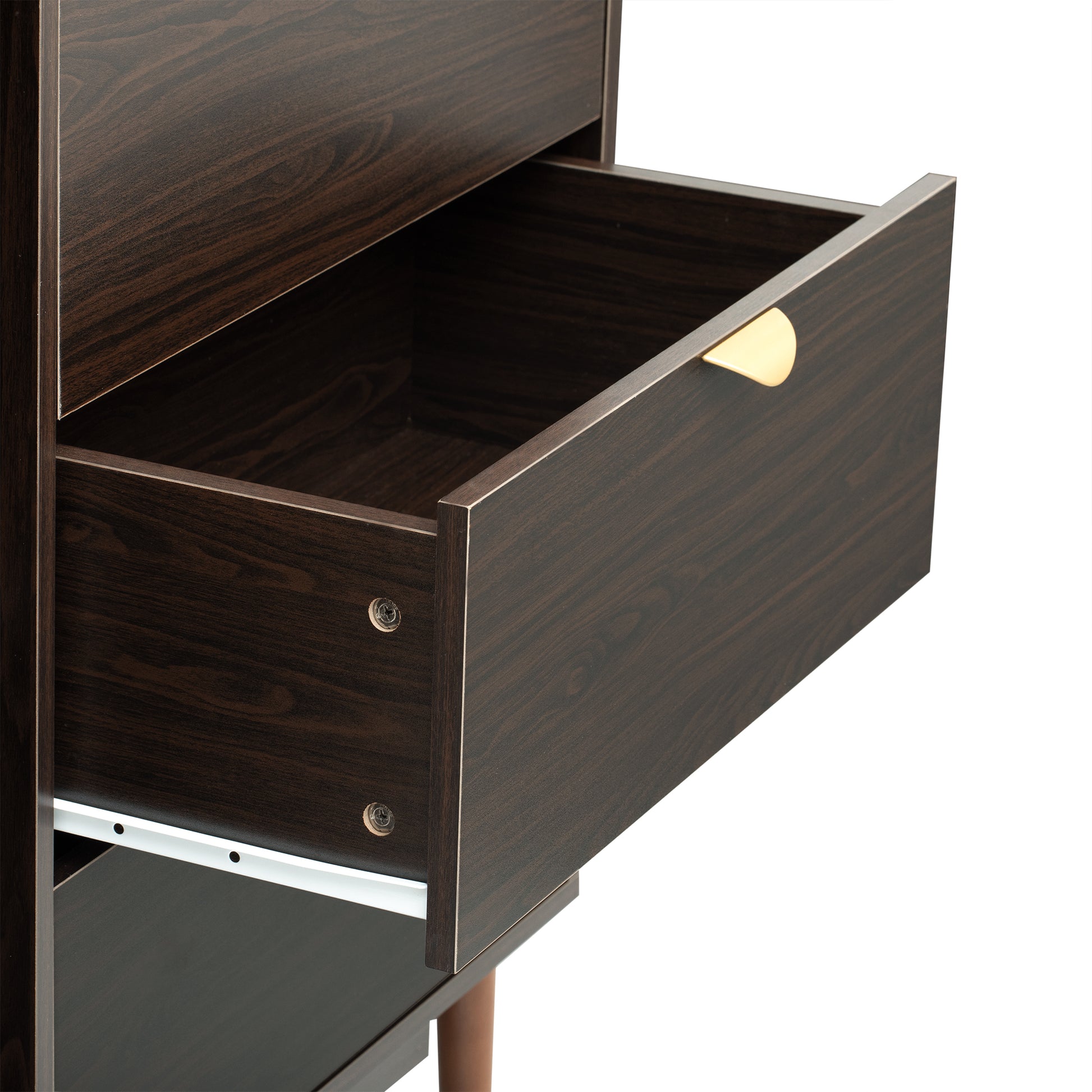 Featured Two Door Storage Cabinet With Three Drawers And Metal Handlessuitable For Corridors, Entrances, Living Rooms, And Study 3 4 Drawers Brown Primary Living Space Drawers Included Mdf