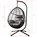 Swing Egg Chair With Stand, High Quality Modern Design, 37.4X37.4X76.77 Red Red Rattan Steel