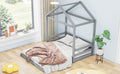 Wood Full Size House Bed With Guardrail, Grey Box Spring Not Required Full Grey Wood Solid Wood Mdf