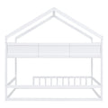 Wooden Full Size House Bed With Storage Shelf,Kids Bed With Fence And Roof, White Full White Wood