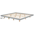 King Size Floating Bed With Led Lights Underneath,Modern King Size Low Profile Platform Bed With Led Lights,Grey King Grey Wood Bedroom American Design Pine Bed Frame Pine