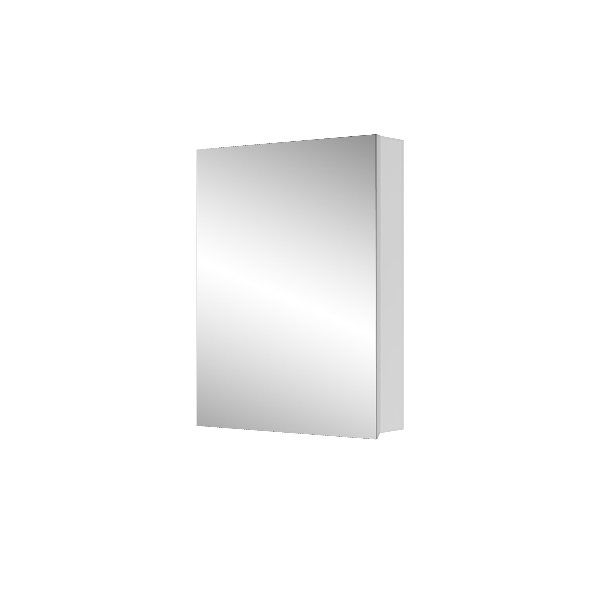 20" W X 26" H Single Door Bathroom Medicine Cabinet With Mirror, Recessed Or Surface Mount Bathroom Wall Cabinet, Beveled Edges,Silver White Engineered Wood