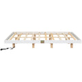 Queen Size Floating Bed With Led Lights Underneath,Modern Queen Size Low Profile Platform Bed With Led Lights,White Queen White Wood Bedroom American Design Pine Bed Frame Pine
