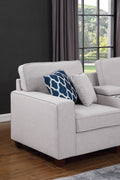 Eric 9 Pieces Upholstered Sectional With Ottoman Light Gray Foam Linen