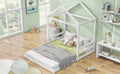 Wood Full Size House Bed With Guardrail, White Box Spring Not Required Full White Wood Solid Wood Mdf