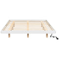 Queen Size Floating Bed With Led Lights Underneath,Modern Queen Size Low Profile Platform Bed With Led Lights,White Queen White Wood Bedroom American Design Pine Bed Frame Pine