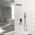 Shower System With Waterfall Tub Spout,12 Inch Wall Mounted Square Shower System With Rough In Valve, Oil Rubber Bronze Oil Rubbed Bronze Stainless Steel