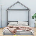 Wood Full Size House Bed With Guardrail, Grey Box Spring Not Required Full Grey Wood Solid Wood Mdf