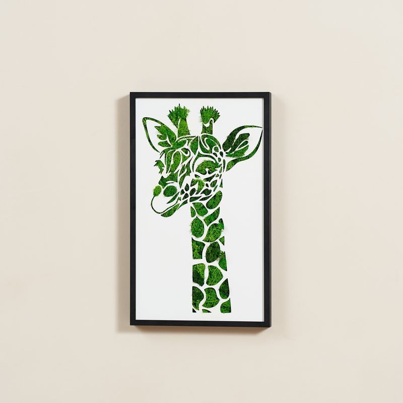 Giraffe Metal Art Moss Wall Decor Green Iron