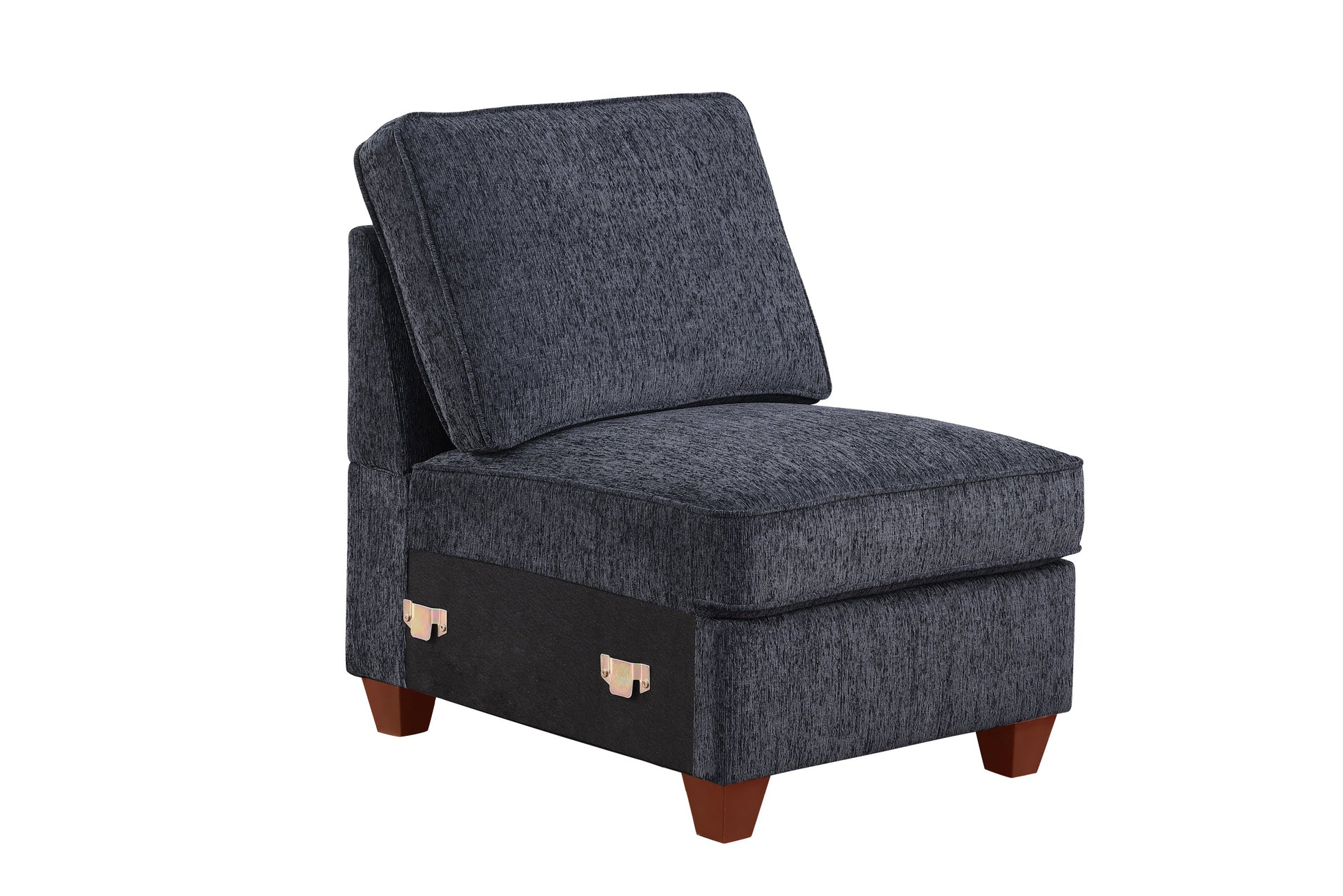 Gina Sectional Sofa With Ottoman Black Foam Chenille