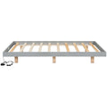 Full Size Floating Bed With Led Lights Underneath,Modern Full Size Low Profile Platform Bed With Led Lights,Grey Full Grey Wood Bedroom American Design Pine Bed Frame Pine