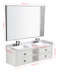 72 In. W X 23 In. D X21 In. H Double Bath Vanity In With White Carrara Top With White Sink White Abs Steel Q235 Wood Pvc