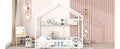 Wooden Full Size House Bed With Storage Shelf,Kids Bed With Fence And Roof, White Full White Wood