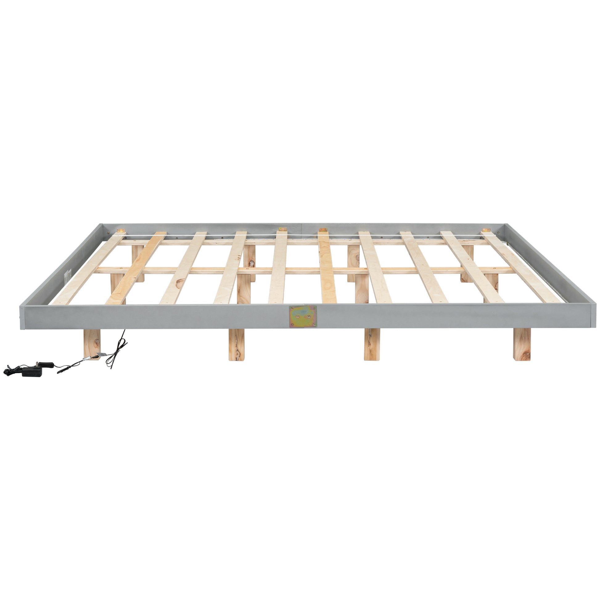 King Size Floating Bed With Led Lights Underneath,Modern King Size Low Profile Platform Bed With Led Lights,Grey King Grey Wood Bedroom American Design Pine Bed Frame Pine
