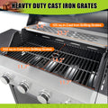 Propane Grill 4 Burner Barbecue Grill Stainless Steel Gas Grill With Side Burner, 46,500 Btu Outdoor Cooking, Patio, Garden Barbecue Grill, Black And Silver Silver Stainless Steel