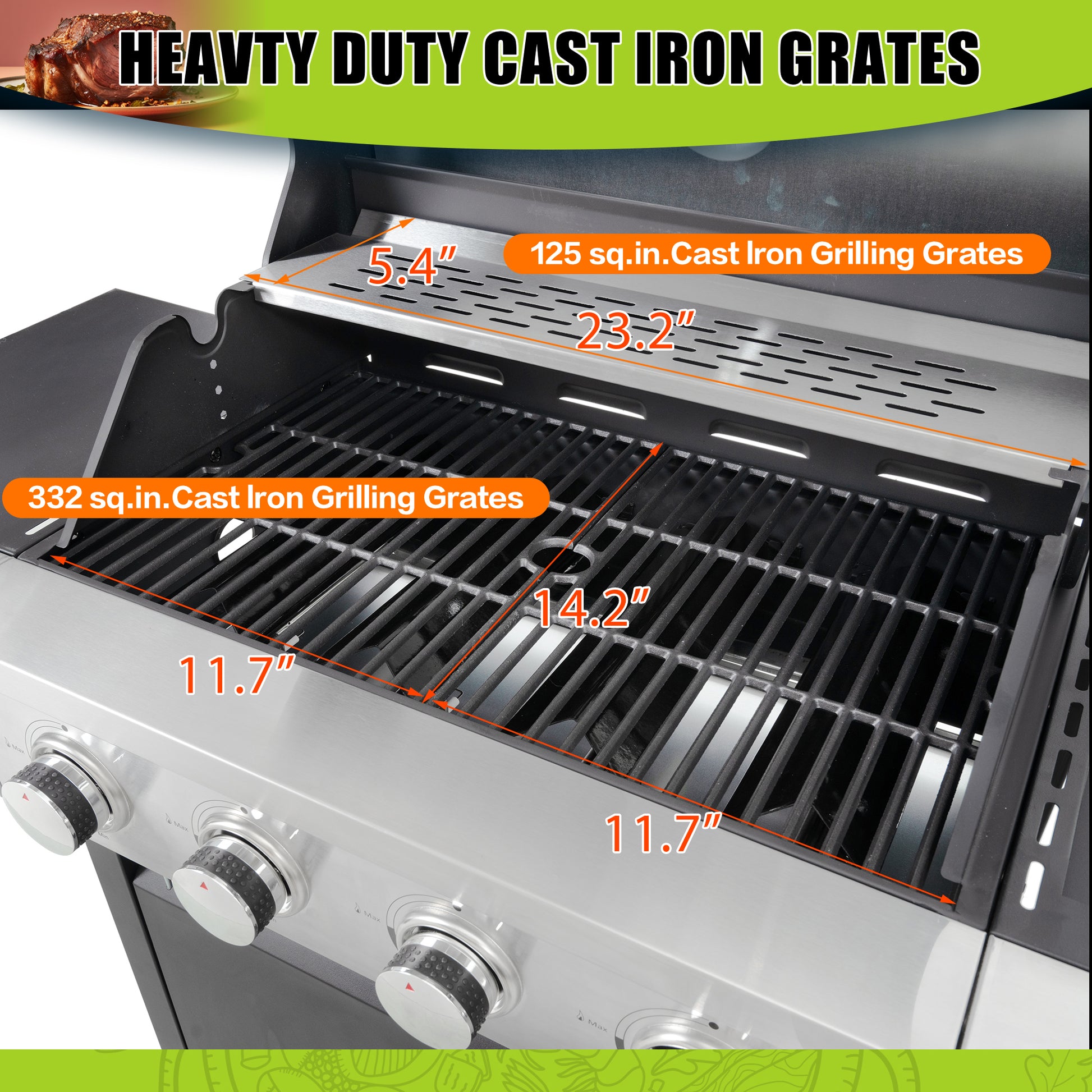 Propane Grill 4 Burner Barbecue Grill Stainless Steel Gas Grill With Side Burner, 46,500 Btu Outdoor Cooking, Patio, Garden Barbecue Grill, Black And Silver Silver Stainless Steel